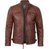 imageBlingsoul Leather Jacket Men  Quilted Cafe Racer Leather Jackets For MenJohnson  Tan Brown Leather Jacket