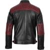 imageBlingsoul Leather Jacket Men  Quilted Cafe Racer Leather Jackets For MenRollins Black and Maroon Jacket