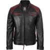 imageBlingsoul Leather Jacket Men  Quilted Cafe Racer Leather Jackets For MenRollins Black and Maroon Jacket