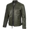 imageBlingsoul Leather Jacket Men  Quilted Cafe Racer Leather Jackets For MenDiamond1  Olive Green Jacket