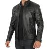 imageBlingsoul Leather Jacket Men  Quilted Cafe Racer Leather Jackets For MenJohnson  Black Leather Jacket