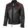 imageBlingsoul Leather Jacket Men  Quilted Cafe Racer Leather Jackets For MenRollins Black and Maroon Jacket