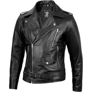 imageLeather Jacket Men Black and Brown Leather Jackets For MenBelted  Black Jacket
