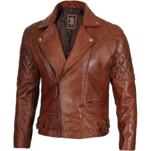 imageLeather Jacket Men Black and Brown Leather Jackets For MenDiamond2  Cognac Wax Jacket