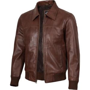 imageLeather Jacket Men Black and Brown Leather Jackets For MenSteven  Cognac Jacket
