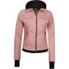 imageBlingsoul Leather Bomber Jacket Women  Real Lambskin Womens Leather Jackets with Removable HoodBetty  Hooded Pink