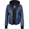 imageBlingsoul Leather Bomber Jacket Women  Real Lambskin Womens Leather Jackets with Removable HoodBlue  Betty Jacket