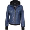 imageBlingsoul Leather Bomber Jacket Women  Real Lambskin Womens Leather Jackets with Removable HoodBlue  Betty Jacket