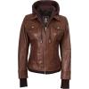 imageBlingsoul Leather Bomber Jacket Women  Real Lambskin Womens Leather Jackets with Removable HoodCognac  Tralee Jacket