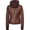 imageBlingsoul Leather Bomber Jacket Women  Real Lambskin Womens Leather Jackets with Removable HoodCognac  Tralee Jacket