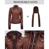 imageBlingsoul Leather Bomber Jacket Women  Real Lambskin Womens Leather Jackets with Removable HoodCognac  Tralee Jacket
