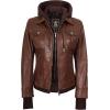 imageBlingsoul Leather Bomber Jacket Women  Real Lambskin Womens Leather Jackets with Removable HoodCognac  Tralee Jacket