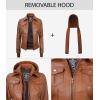 imageBlingsoul Leather Bomber Jacket Women  Real Lambskin Womens Leather Jackets with Removable HoodTralee  Brown Jacket