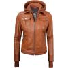 imageBlingsoul Leather Bomber Jacket Women  Real Lambskin Womens Leather Jackets with Removable HoodTralee  Brown Jacket