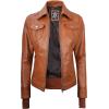 imageBlingsoul Leather Bomber Jacket Women  Real Lambskin Womens Leather Jackets with Removable HoodTralee  Brown Jacket