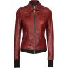imageBlingsoul Leather Bomber Jacket Women  Real Lambskin Womens Leather Jackets with Removable HoodTralee  Maroon Jacket