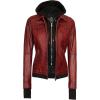imageBlingsoul Leather Bomber Jacket Women  Real Lambskin Womens Leather Jackets with Removable HoodTralee  Maroon Jacket