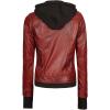 imageBlingsoul Leather Bomber Jacket Women  Real Lambskin Womens Leather Jackets with Removable HoodTralee  Maroon Jacket