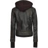 imageBlingsoul Leather Bomber Jacket Women  Real Lambskin Womens Leather Jackets with Removable HoodTralee  Ruboff Brown Jacket