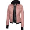 imageBlingsoul Leather Bomber Jacket Women  Real Lambskin Womens Leather Jackets with Removable HoodBetty  Hooded Pink