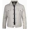 imageBlingsoul Premium Vintage Leather Jacket Men  Real Lambskin Trucker Mens Leather JacketsOff White  Fernando Jacket