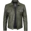 imageBlingsoul Premium Vintage Leather Jacket Men  Real Lambskin Trucker Mens Leather JacketsOlive Green  Fernando Jacket