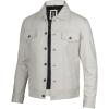 imageBlingsoul Premium Vintage Leather Jacket Men  Real Lambskin Trucker Mens Leather JacketsOff White  Fernando Jacket