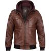 imageBlingsoul Leather Bomber Jackets For Men  Real Lambskin Mens Leather Jacket With Detachable HoodEdinburgh  Brown Jacket