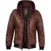 imageBlingsoul Leather Bomber Jackets For Men  Real Lambskin Mens Leather Jacket With Detachable HoodEdinburgh  Brown Jacket