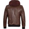 imageBlingsoul Leather Bomber Jackets For Men  Real Lambskin Mens Leather Jacket With Detachable HoodEdinburgh  Dark Brown Jacket