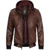 imageBlingsoul Leather Bomber Jackets For Men  Real Lambskin Mens Leather Jacket With Detachable HoodEdinburgh  Dark Brown Jacket
