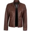 imageBlingsoul Cafe Racer Leather Jacket Womens  Real Lambskin Leather Jackets for WomenCarrie  Cognac Jacket