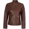 imageBlingsoul Cafe Racer Leather Jacket Womens  Real Lambskin Leather Jackets for WomenCarrie  Cognac Jacket