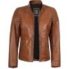 imageBlingsoul Cafe Racer Leather Jacket Womens  Real Lambskin Leather Jackets for WomenCarrie  Tan Jacket
