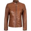 imageBlingsoul Cafe Racer Leather Jacket Womens  Real Lambskin Leather Jackets for WomenCarrie  Tan Jacket
