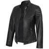 imageBlingsoul Cafe Racer Leather Jacket Womens  Real Lambskin Leather Jackets for WomenCarrie  Black Jacket