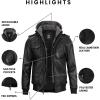 imageBlingsoul Mens Leather Jacket Removable Hooded Black Leather Jackets For MenBlack  Ferndale Jacket