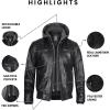 imageBlingsoul Mens Leather Jacket Removable Hooded Black Leather Jackets For MenJeffery  Black Leather Jacket