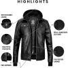 imageBlingsoul Mens Leather Jacket Removable Hooded Black Leather Jackets For MenTralee Hooded  Black Jacket