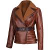 imageBlingsoul Womens Leather Jacket  Real Leather Winter Jackets for WomenBrown  Tomb Leather Jacket