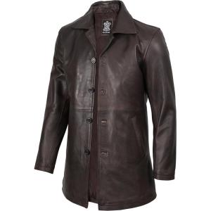 imageBlingsoul Leather Coats for Men  Vintage Style Long Leather Jacket MenBrown  Super Leather Coat