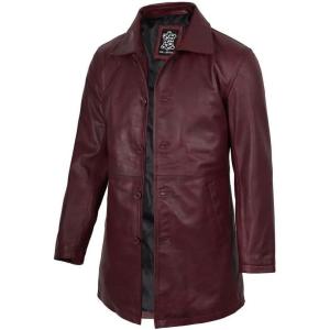 imageBlingsoul Leather Coats for Men  Vintage Style Long Leather Jacket MenSantiago  Maroon Wax Coat