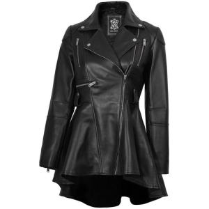 imageBlingsoul Leather Jackets For Women  Real Lambskin Womens Leather JacketGonzalez  Black Peplum Jacket
