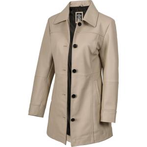 imageBlingsoul Womens Leather Jacket  Vintage Style Long Leather Jacket WomenKandis  Beige Coat