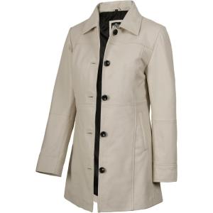 imageBlingsoul Womens Leather Jacket  Vintage Style Long Leather Jacket WomenKandis  Off White Coat
