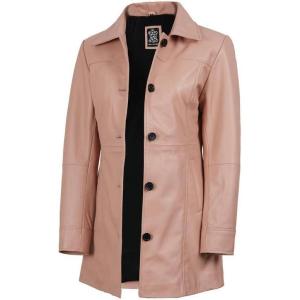 imageBlingsoul Womens Leather Jacket  Vintage Style Long Leather Jacket WomenKandis  Pink Coat