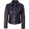 imageBlingsoul Real Lambskin Leather Jacket for Women Shirt Collar Leather Jacket WomensFernando Trucker  Purple Wax Jacket