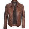 imageBlingsoul Real Lambskin Leather Jacket for Women Shirt Collar Leather Jacket WomensJose  Cognac Jacket