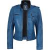 imageBlingsoul Real Leather Jacket For Women Womens Cafe Racer Style Leather JacketsTavares  Vivid Blue Wax Jacket