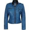 imageBlingsoul Real Leather Jacket For Women Womens Cafe Racer Style Leather JacketsTavares  Vivid Blue Wax Jacket